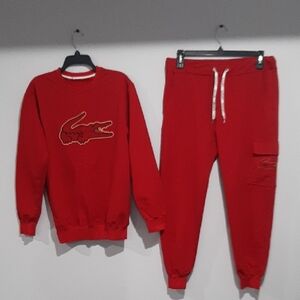 Lacoste Red Sweatshirt and Joggers Ensemble